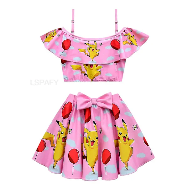 Piirrettyjen tyttöjen uimapuvut Pikachu tyttöjen uimapuku Kaksi osaa Lasten bikinit Set Lasten uimapuvut Uimapuku
