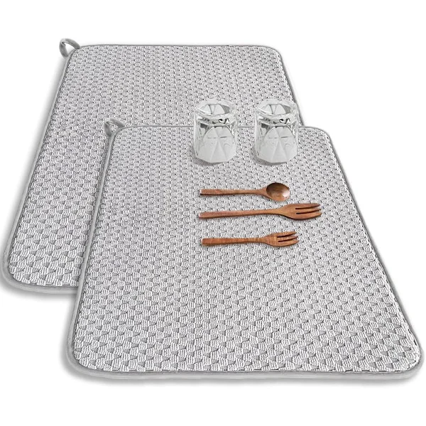 2-pack diskavloppsmatta i mikrofiber 61*43 cm vattenabsorberande diskställ bänkskivor stor diskavloppsmatta för bänkskivor diskhoar och avloppsställ
