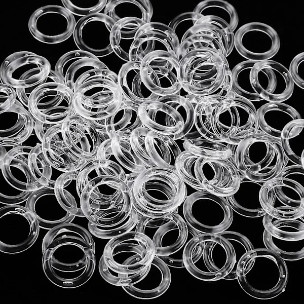 100 Genomskinliga Ringar för Hissgardiner, 13mm Plast O-ringar för Hissgardiner Fönstergardinringar för Hissgardiner