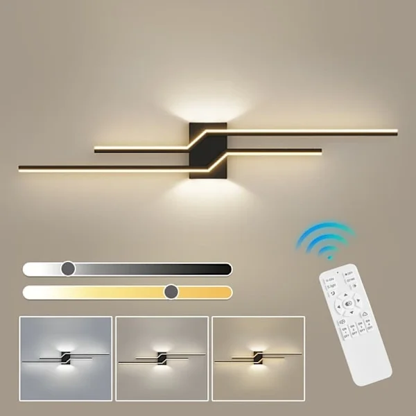 Moderne LED-væglampe, lang væglampe til badeværelse, soveværelse, sengebord, stilren indendørs vægbelysning_TF_TF Sort 60cm