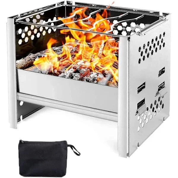 Bærbar Grill Kullgrill Røyk Grill Sammenleggbar Rustfritt Stål Grill Grill For Hage Terrasse Piknik Camping Fotturer Reise Qyroadwolf
