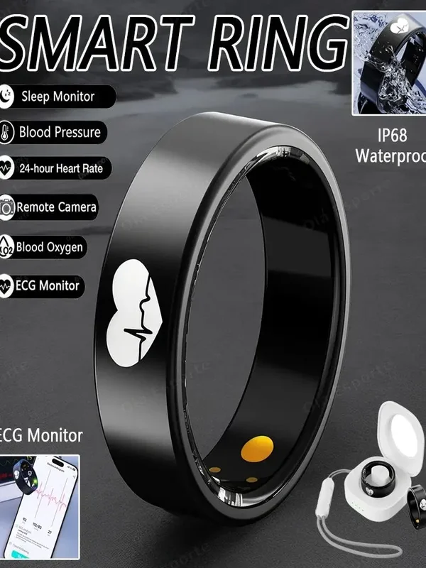 AliExpress - Neuer EKG-Monitor Smart Ring Herzfrequenz Blutsauerstoff Gesundheitsüberwachung Multisportmodus Temperatur 3ATM Wasserdichter Smartring 