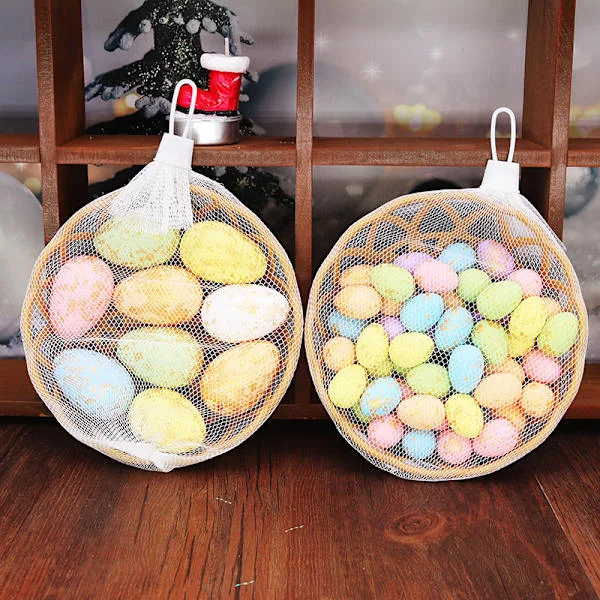 49 Colorful Foam Easter Eggs in Pastel Colors with Gold Leaf, Small Decorated Eggs with Gold Flecks, Easter Basket Filler Gifts