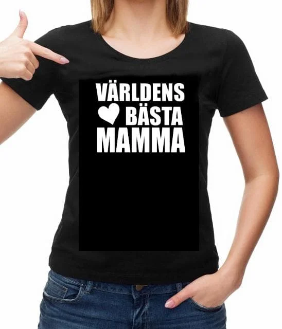 Dam T-shirt - Världens bästa Mamma heart tröja