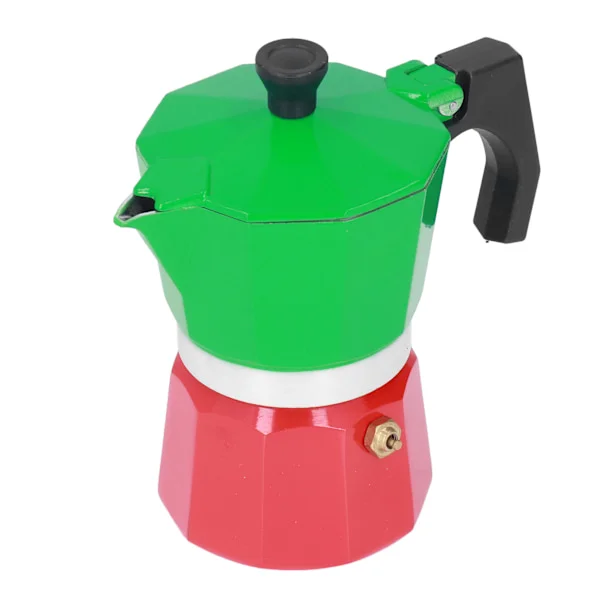 Kaffetrakter for komfyr, stor smak, sterk italiensk stil, mokakanne, tykk åttekantet, 3 farger, 6 kopper, 300 ml