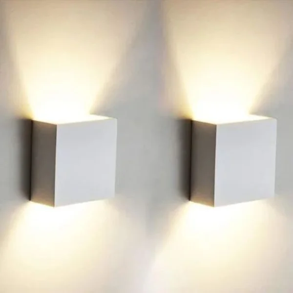 Sett med 2 moderne 6W LED-vegglamper i aluminium - Opp/Ned-design - Varmhvit interiør - Stue, soverom, bad, kjøkken