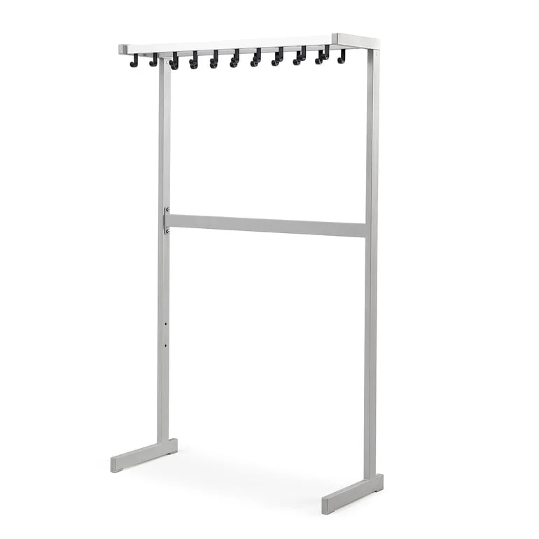 Enkelsidigt klädställ med 19 krokar och hatthylla - 1000x1700x410 mm - Alulack