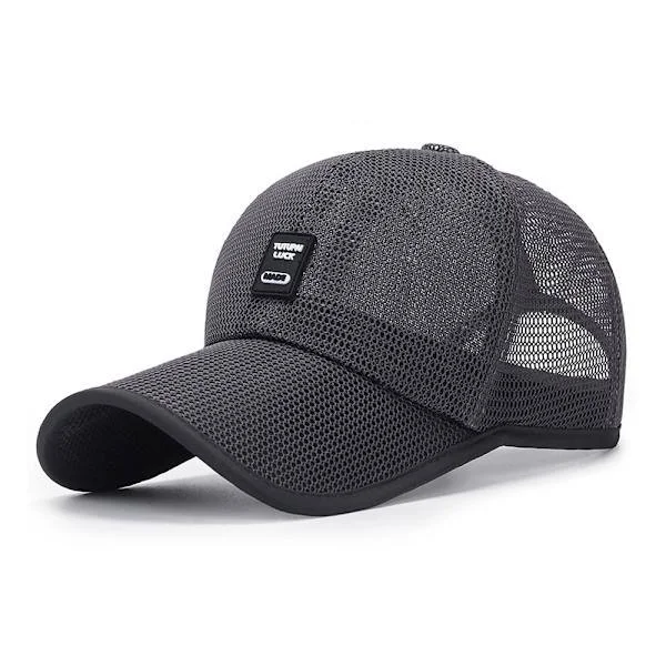 Sommer Mesh Baseballcaps for Menn Kvinner Trucker Cap Mesh Lue Baseballcaps Utendørs Sport Løpecaps Mørkegrå