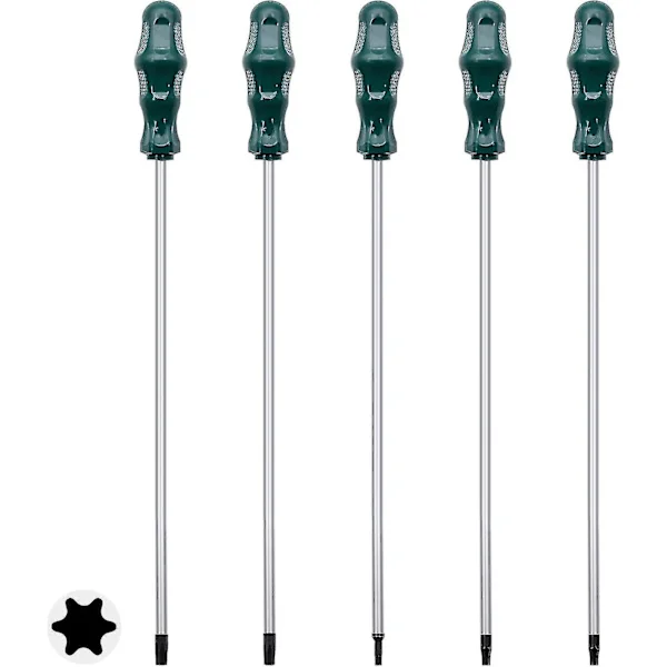 Extra långa Torx-skruvmejselset, 5 st 12 tum magnetiska Torx-skruvmejselset, T15 - T30 (t15,t20,t25,t27,t30) Magnetisk Torx-drivrutin 