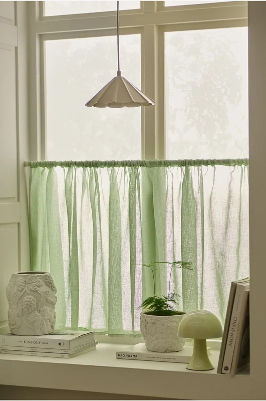 &Home - Cafégardin Mila - Grön - Hissgardiner - 68X250 - Från Homeroom