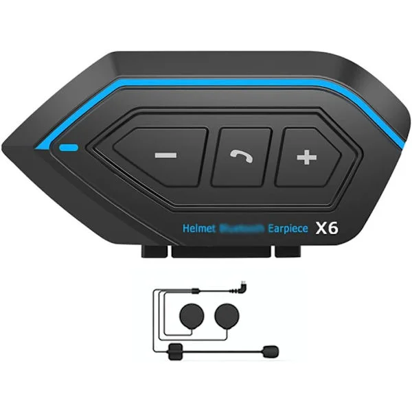 Bluetooth Motorcykel Intercom, Motorcykel Hjelm BT5.0 Vandtæt Hjelm med Intercom, Støjreduktion og Opkalds Support