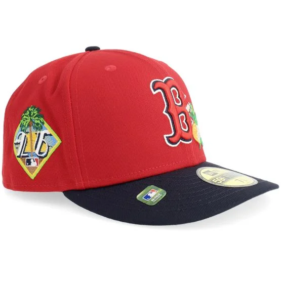New Era - Boston Red Sox Lee County MLB St 59FIFTY Red/Navy Curved Fitted Fitted Red Cap - MLB @ Hatstore