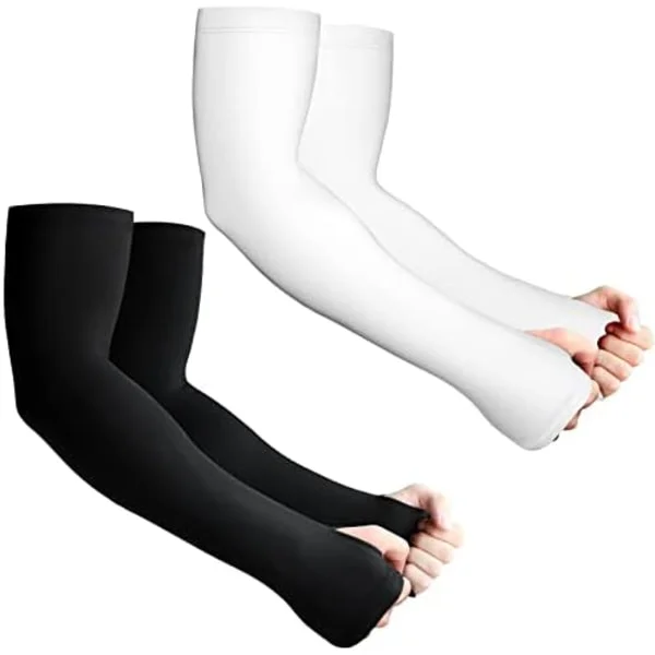 2 Par Armvarmere Sykkel Termisk Armvarmere Armvarmere Arm Vinterdeksel med Tommelhull for Menn Kvinner