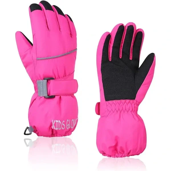 [RM]/EA/ Waterproof Winter Gloves for Kids, Pink, Warm Snow Gloves, Ski Gloves