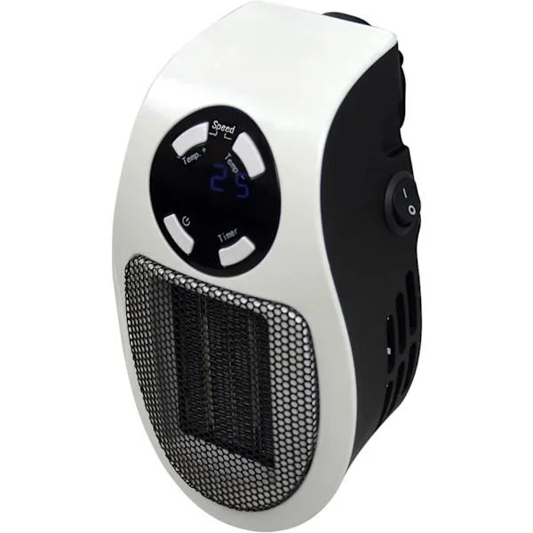 500w plug-in elvärmare med 2 fläktinställningar / 15 - 30°C temperaturinställningar / säkert överhettningsskydd