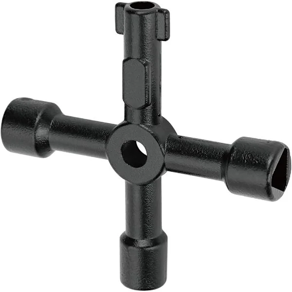Universal Electric Cabinet Key, Multifunctional Cross Key for Plumbers, Electricians (Black)