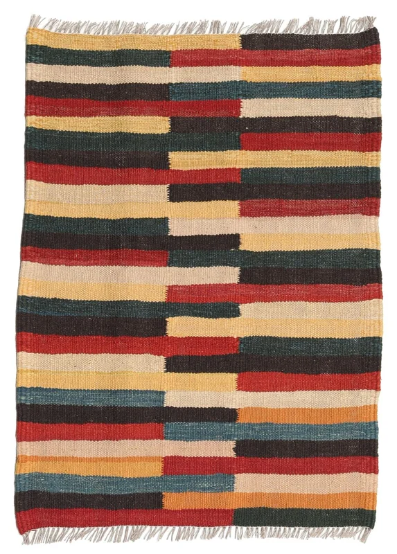 Hand Woven Oriental Kilim Rug 67X97 Beige/Dark Grey