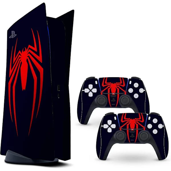 PS5 Skin rød Spider Beskyttende Folie Vinyl Klistremerker for Sony Playstation 5 Disk Versjon Konsoll og To Dual Sense 5 Klistremerke Skins, Miles