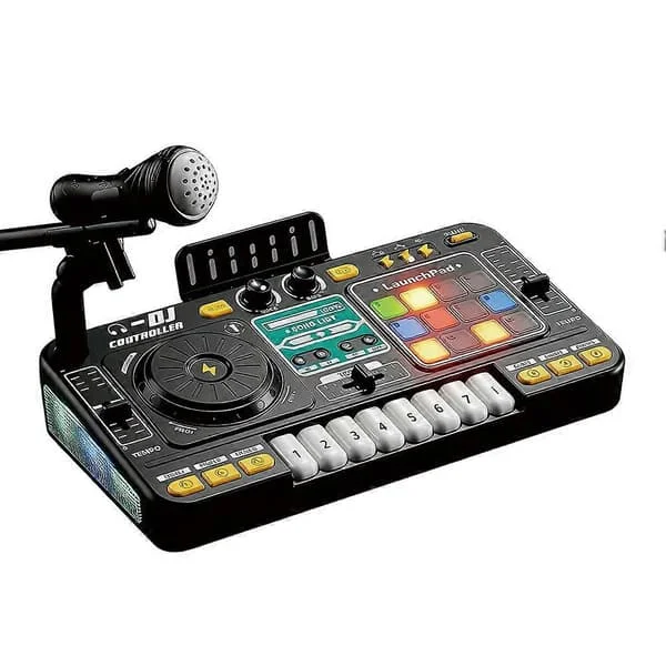 【LD】Lasten DJ-mikseriohjain, elektroninen pöytä, musiikkilelu LED-valoilla, äänitehosteilla, mikrofonilla, pianolla, DJ-levysoitinleluilla