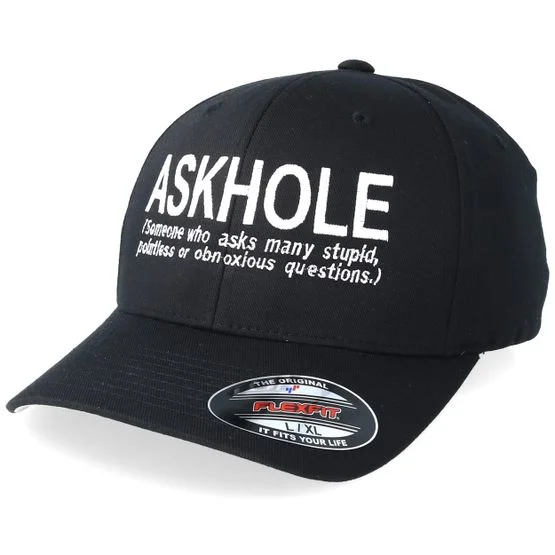 Iconic - Svart flexfit Keps - Askhole Black Stretch Fit @ Hatstore