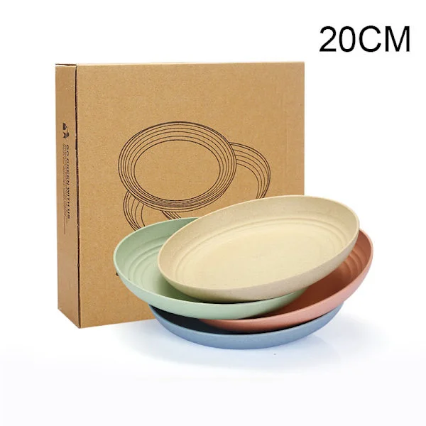 Lette tallerkener 4 stk. ubrydelige fade og tallerkener, giftfri, sikre og sunde for børn, voksne - FX - 20 cm