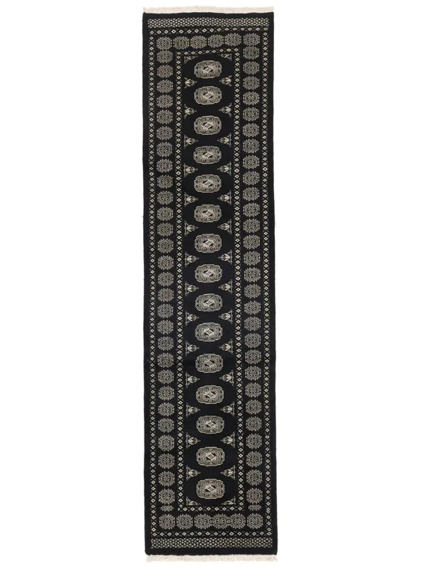 Orientalischer Pakistan Buchara 2Ply Teppich 77X315 Läufer Schwarz/Braun Wolle