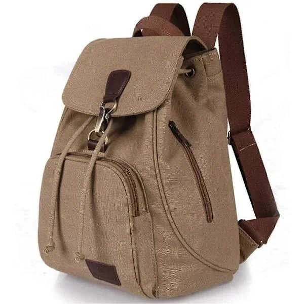 Vintage Drawstring Backpack for Women and Girls, Small Fashion Canvas Bag, Versatile Casual School Travel Bag