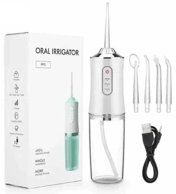 Dental Water Flosser Spotlight – Ammattimainen ja kannettava suuhuuhtelulaite, valkoinen