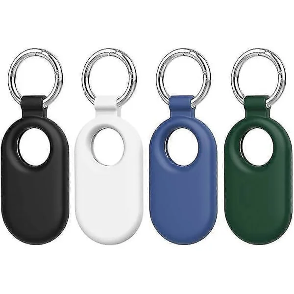 för Samsung Galaxy SmartTag2 Skal, 4st Skyddande Silikonskal för Galaxy Smart Tag 2 med Nyckelring för Nycklar, Plånbok, Bagage, Husdjur