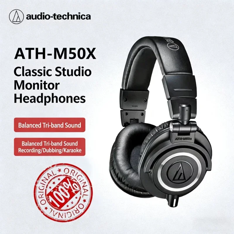 AliExpress - Casque audio professionnel Audio-Technica ATH-M50x, son Hi-Fi, design pliable, casque filaire supra-auriculaire