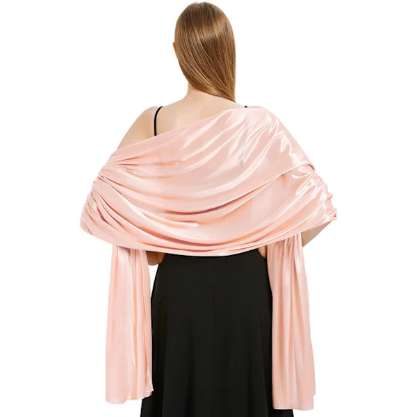 Silkeslen Satin Scarf Wraps för Kvinnor Dam Scarves Brudar Brudtärnor Stole Sjal för Bröllop Kväll Fest Flickor Gåvor Elfenben Metallic