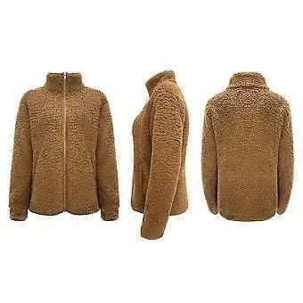 Tröja Dam Ledig Långärmad Tröja med Dragkedja (XL Khaki)