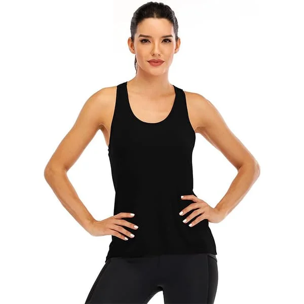 Träningslinnen för kvinnor med korsad rygg, Racerback Tank Tops black