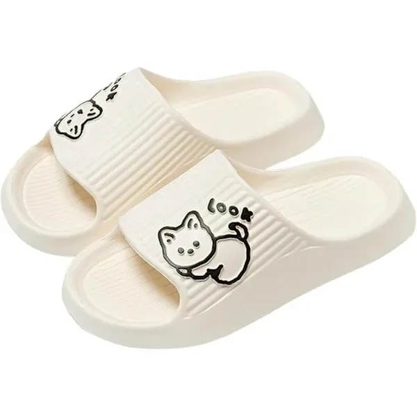 Dam Herr Halkfria Duschtofflor Mjuka Flip-Flops Inneskor Hem Trädgård Söta Katt Tryckta Tofflor för Flickor