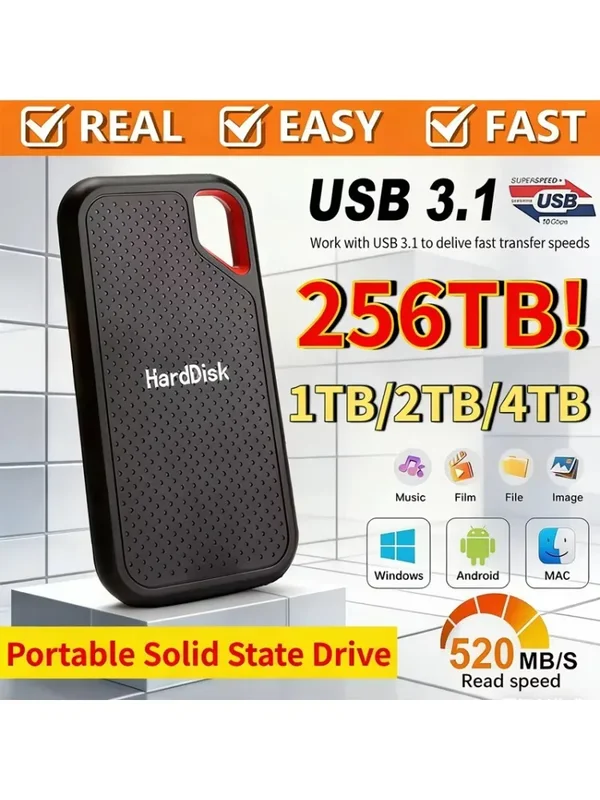 AliExpress - Disque dur externe mobile SSD Lenovo E61 2TB 6TB 8TB 256TB USB 3.1 – Dispositifs de stockage HDD pour ordinateur portable, PS5, mobile