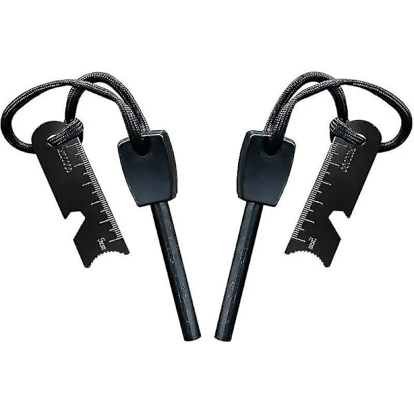Survival Fire Flint, Fire Starter Med Skraber, Vandtæt, 10.000 Gnister Ved 3.000 Grader, 8mm Bar, Magnesium Fire Steel - Fire Starter, Hals Lanyard