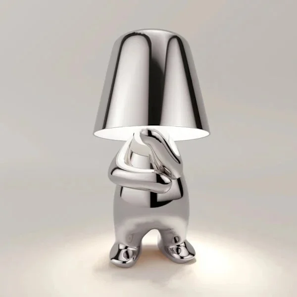Sengelampe med touch, guld Tænker lampe bordlampe trådløs genopladelig bærbar dekorativ Nig Silver-WELLNGS Silver B