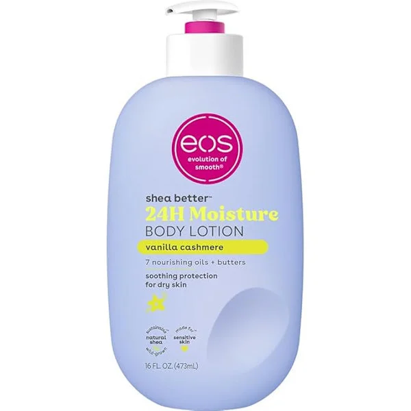 [LCS]eos Shea Better Body Lotion Vanilla Cashmere, 24-timmars fuktkräm, lätt och icke-fet, naturligt sheasmör, vegansk, vanilj body lotion
