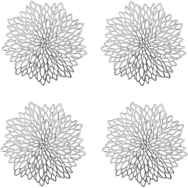 2025 Lämplig 4-pack Silver Bordstabletter, Utskurna Runda Bordstabletter, Runda Bordstabletter Plast