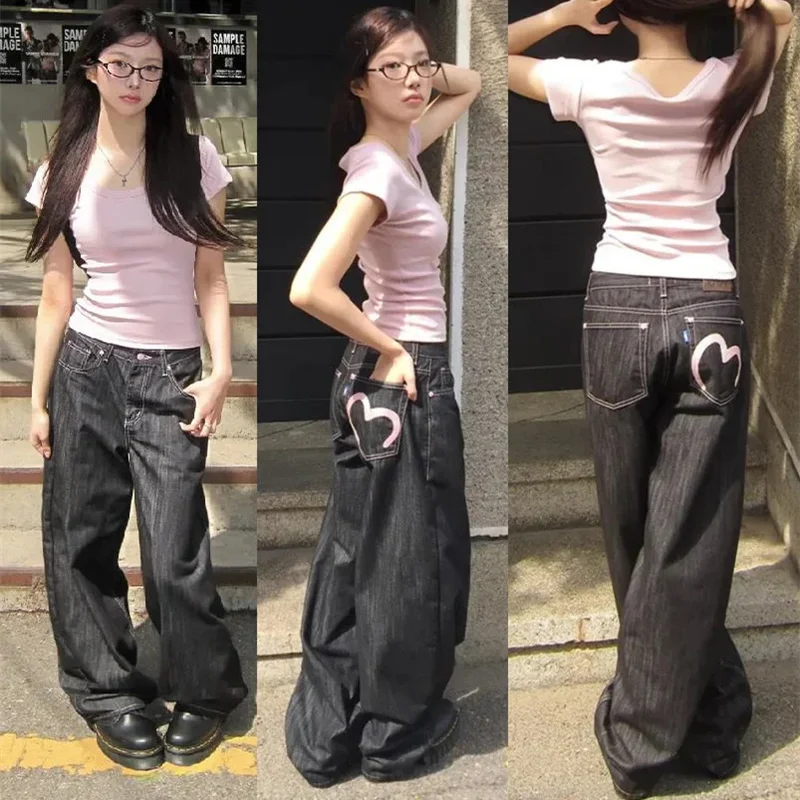 AliExpress - 2025 Herbst Winter Damen Denim Jeans Y2K Wide Fit Baggy Jeans Grunge Harajuku Cowboy Neu in Hosen Koreanische Mom Jeans Punk Retro