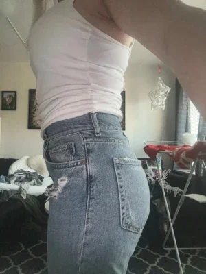 Blå high waist mom jeans