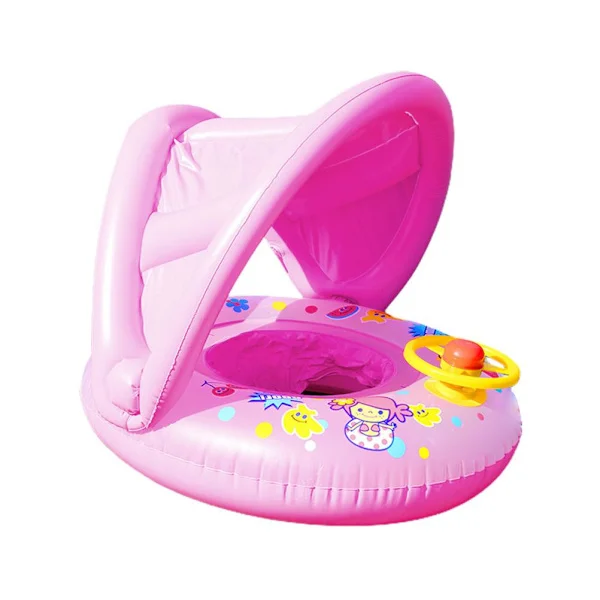 Baby Svømmering Oppustelig Solcreme Baby Svømmering Oppustelig Baby Svømmehjælp Flyder Børns Svømmering med Rat og Kaleche