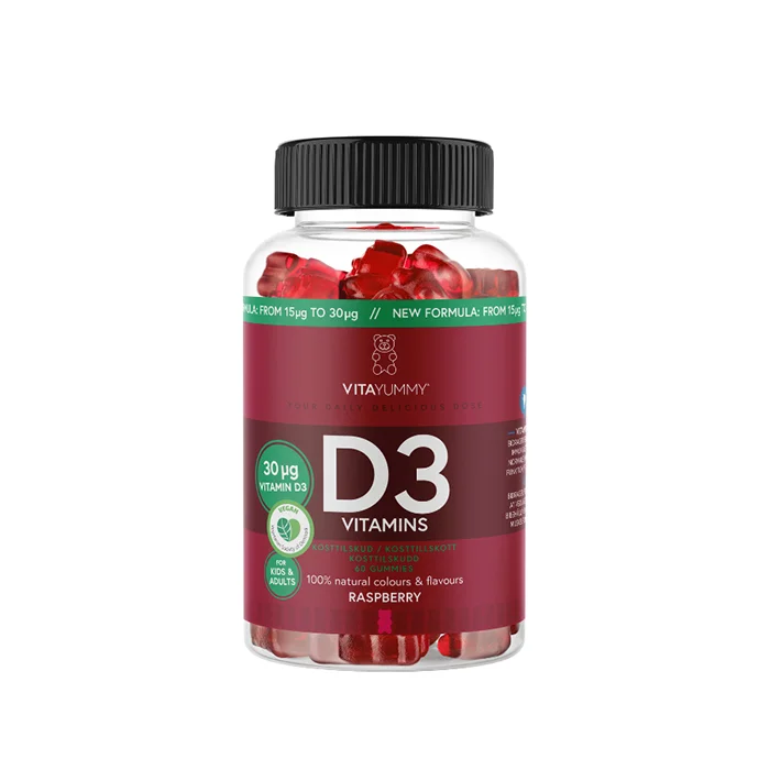 D-vitamin VITAYUMMY Vitamin D3 60 Gummies Hindbær - Bodyman.dk