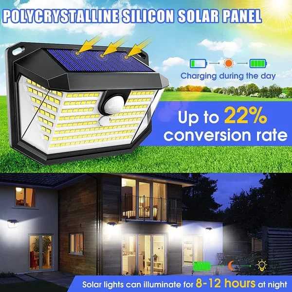 2-pack solcellslampa utomhus rörelsedetektor -76COB utomhusljus vattentät rörelsedetektor trådlös säkerhetsbelysning vägglampa exteriör vägglampa