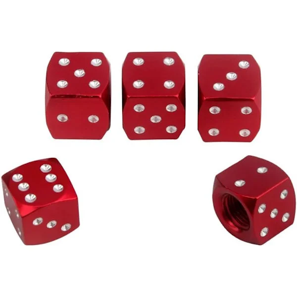 5x Dice Dust Caps for Bicycles Aluminum Wheel Motorcycle Car Tire Valve Caps Red