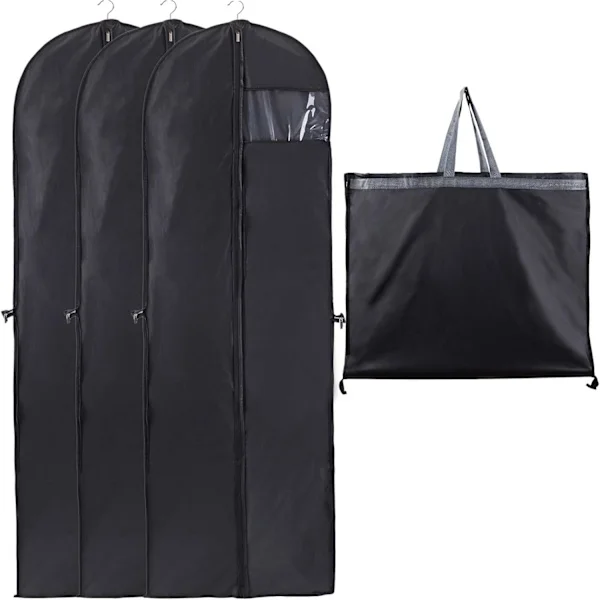 Wedding Dress Cover Black 60x180cm Hanging Garment Bag Visible