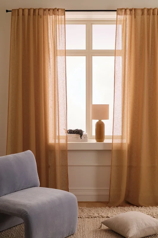 &Home - Gardin med multibånd Mila 2-pk - Beige - Leggbåndslengder - 220 - Fra Homeroom