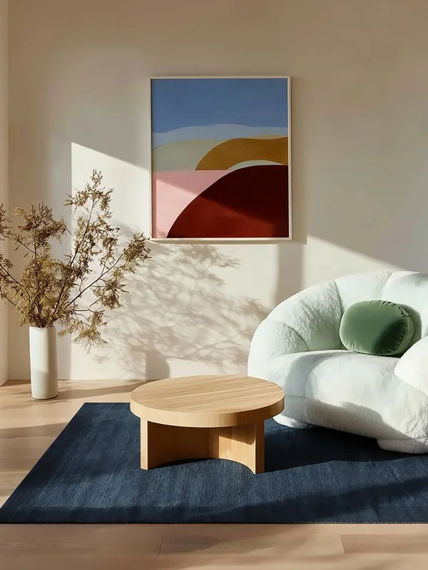 Eén Kleur Handloom Frame Vloerkleed - Donkerblauw 160X230 Wol, In Moderne Stijl