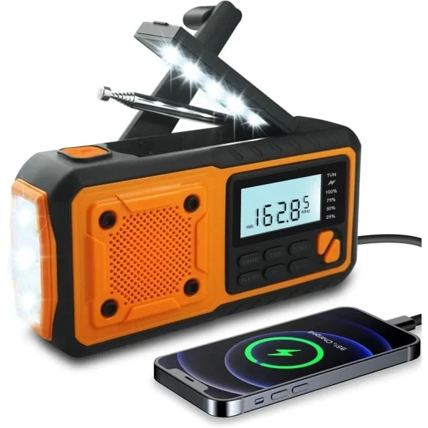 【DT】Vevradio, 4000mAh Powerbank Solcell Vevradio, AM/FM/WB/NOAA och Varningsbärbar Väderradio