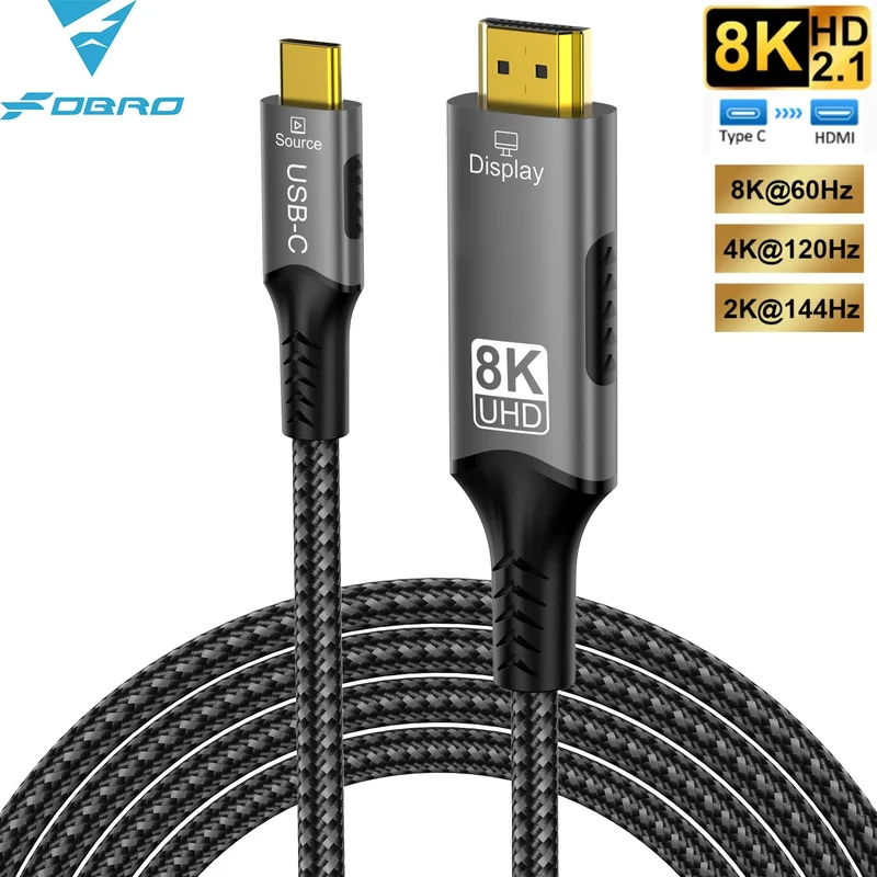 AliExpress - Typ C auf HDMI-Kabel 8K@60Hz 4K@120Hz 2K@240Hz USB C auf HDMI 2.1 Kabel kompatibel für TV-Konverter MacBook iPad Samsung Galaxy